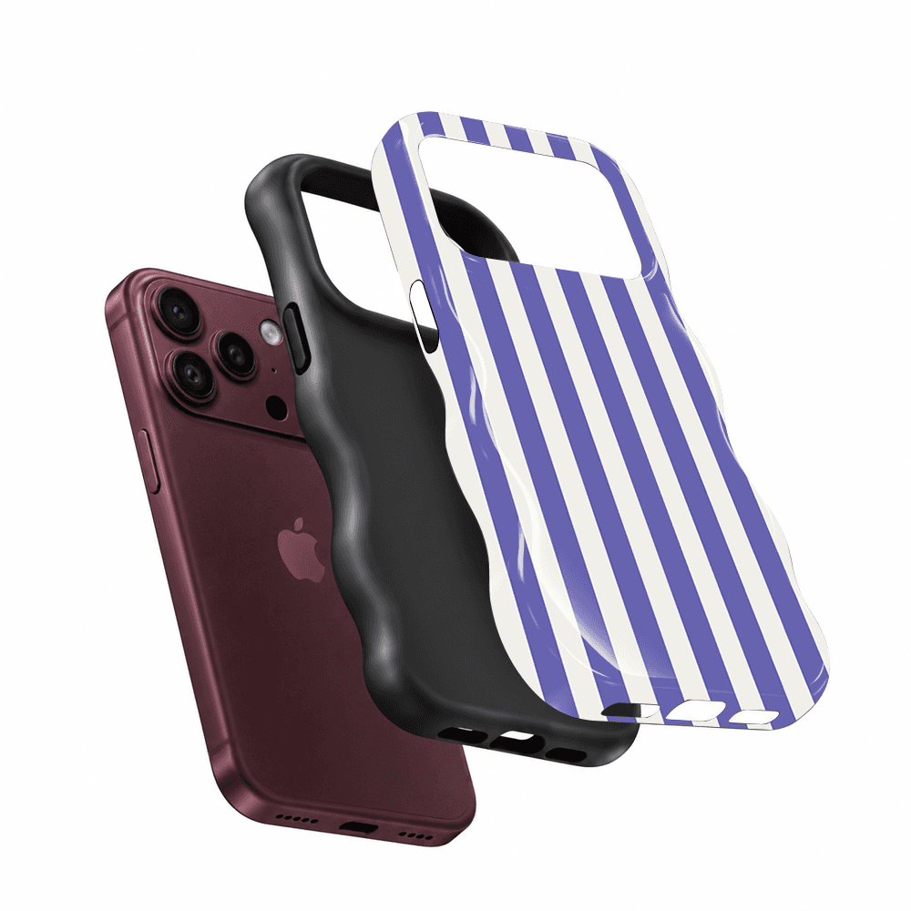 Periwinkle White Stripe Wavy Phone Case