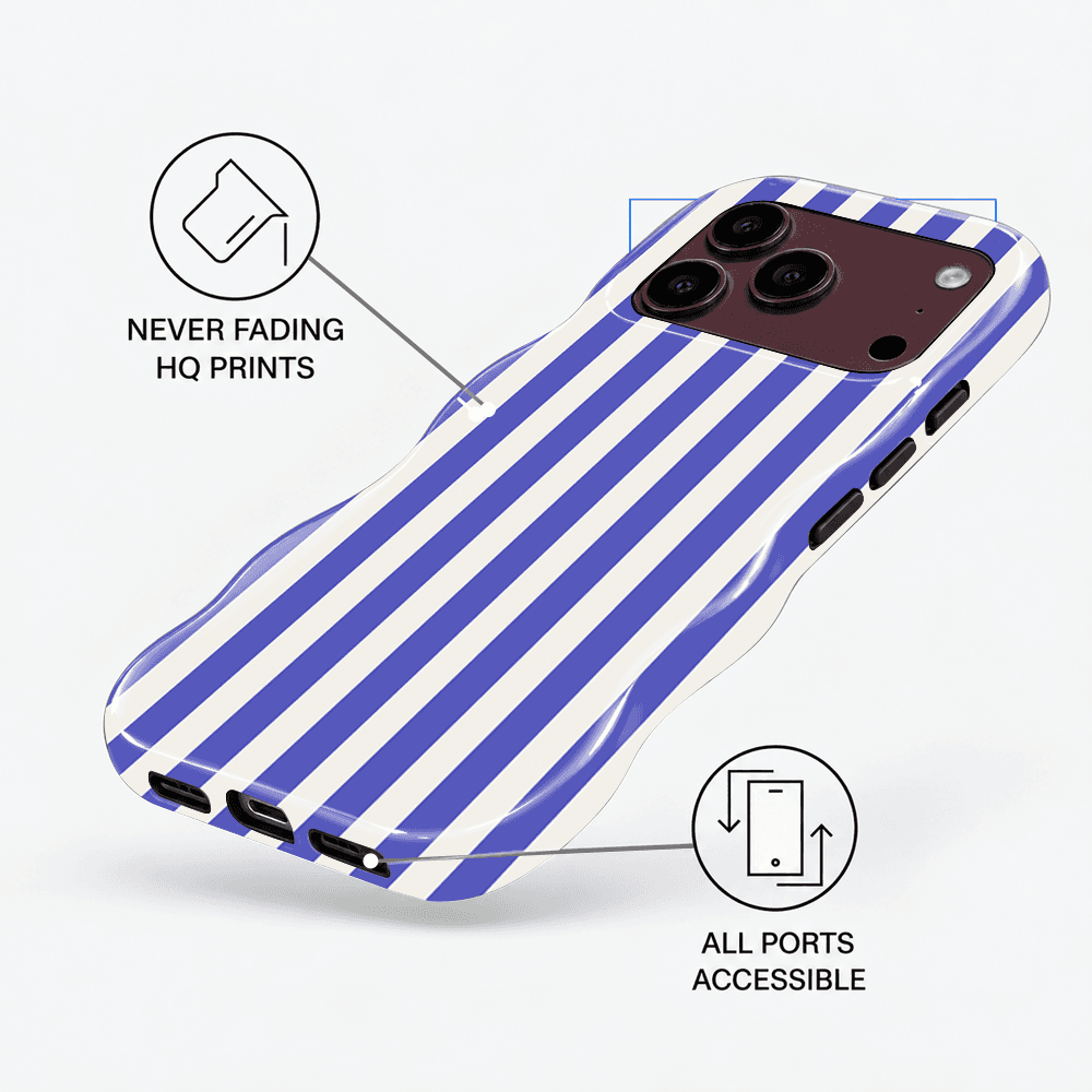 Periwinkle White Stripe Wavy Phone Case