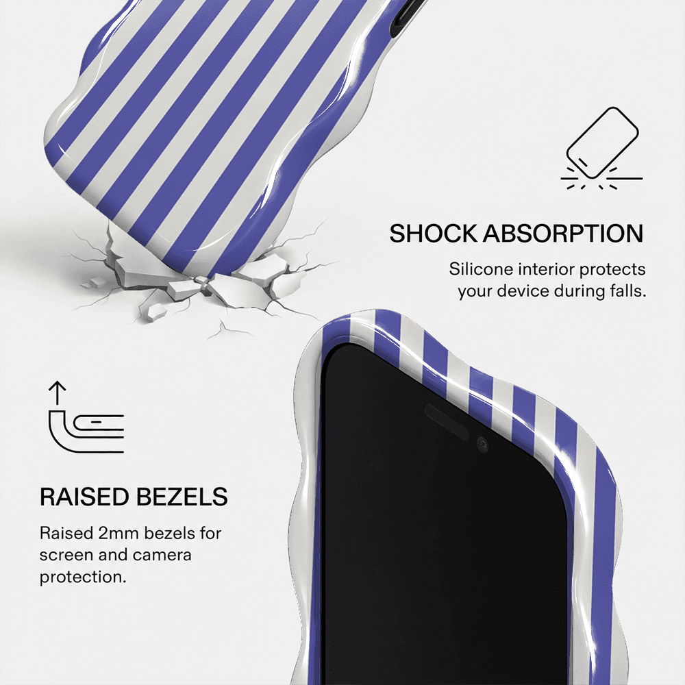 Periwinkle White Stripe Wavy Phone Case