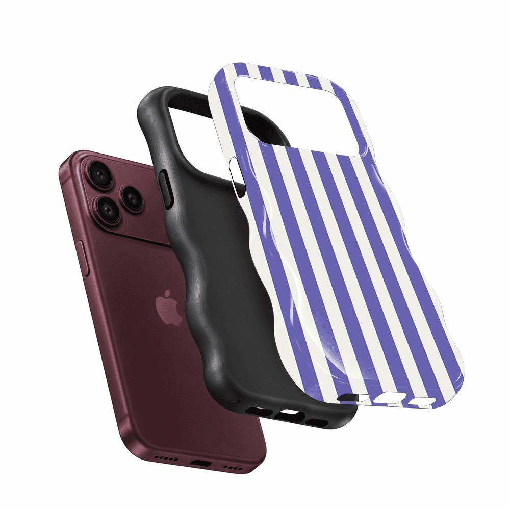 Periwinkle White Stripe Wavy Phone Case