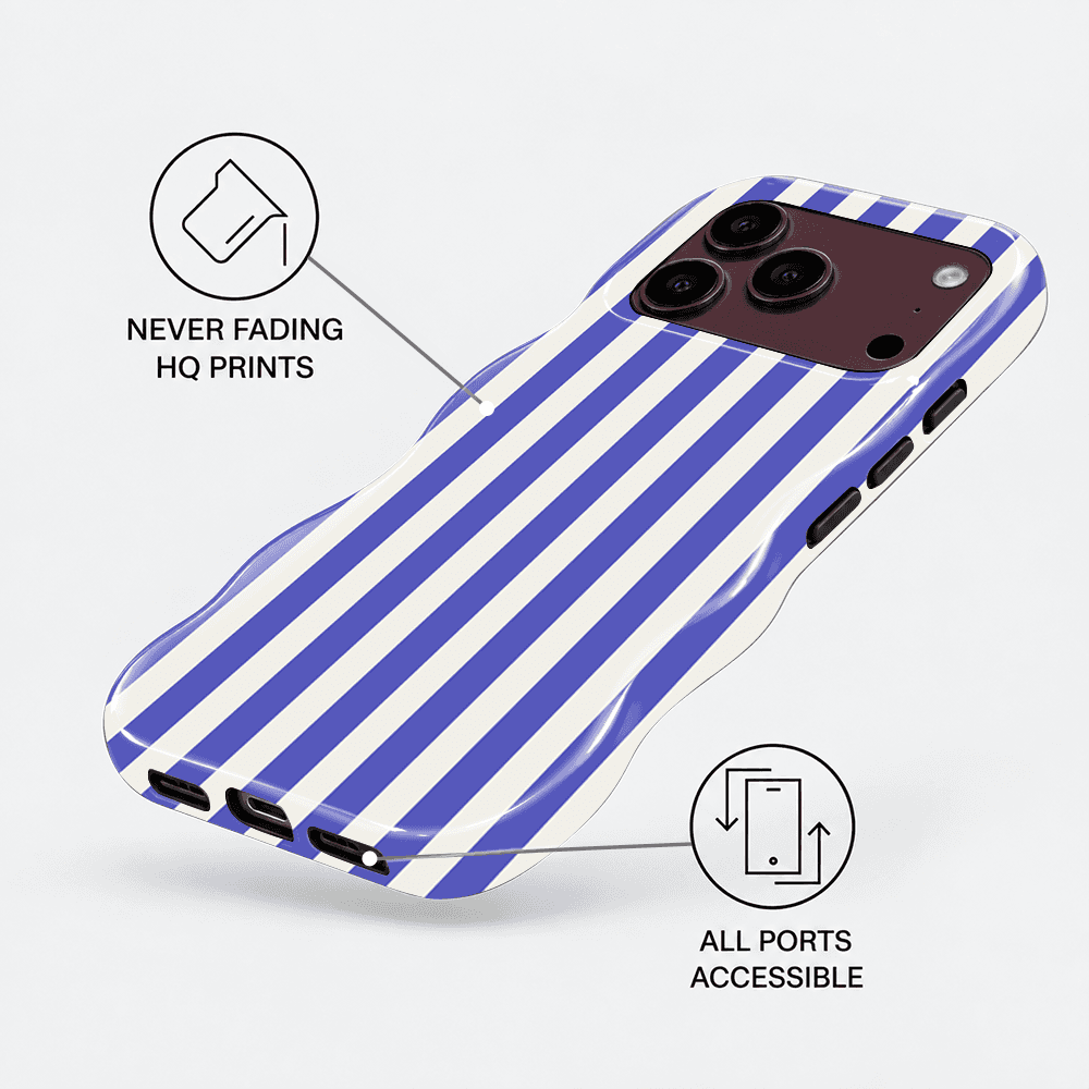 Periwinkle White Stripe Wavy Phone Case