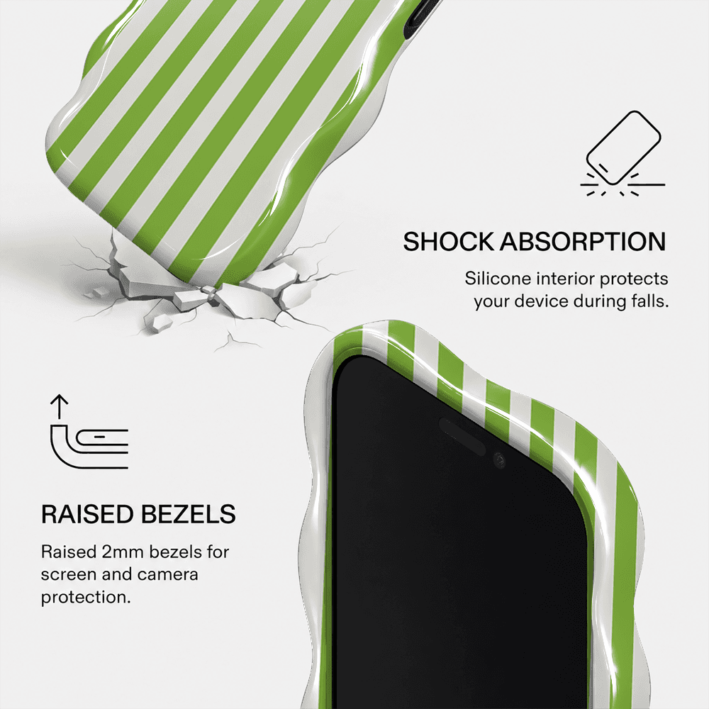 Lime Green Stripe Wavy Phone Case