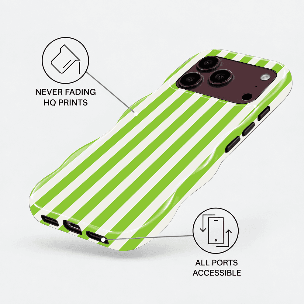 Lime Green Stripe Wavy Phone Case