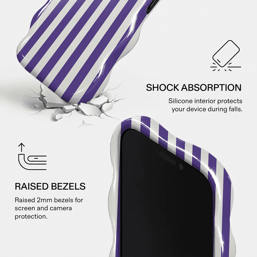 Purple White Stripe Wavy Phone Case