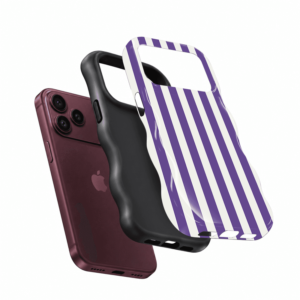 Purple White Stripe Wavy Phone Case