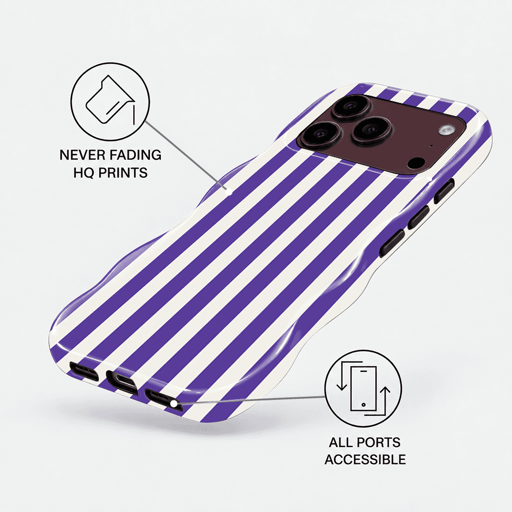 Purple White Stripe Wavy Phone Case