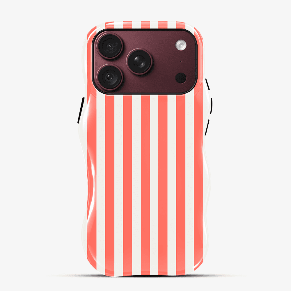 Coral White Stripe Wavy Phone Case