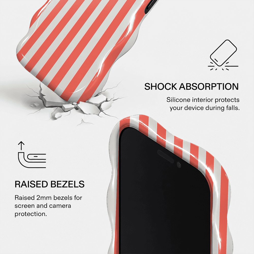 Coral White Stripe Wavy Phone Case