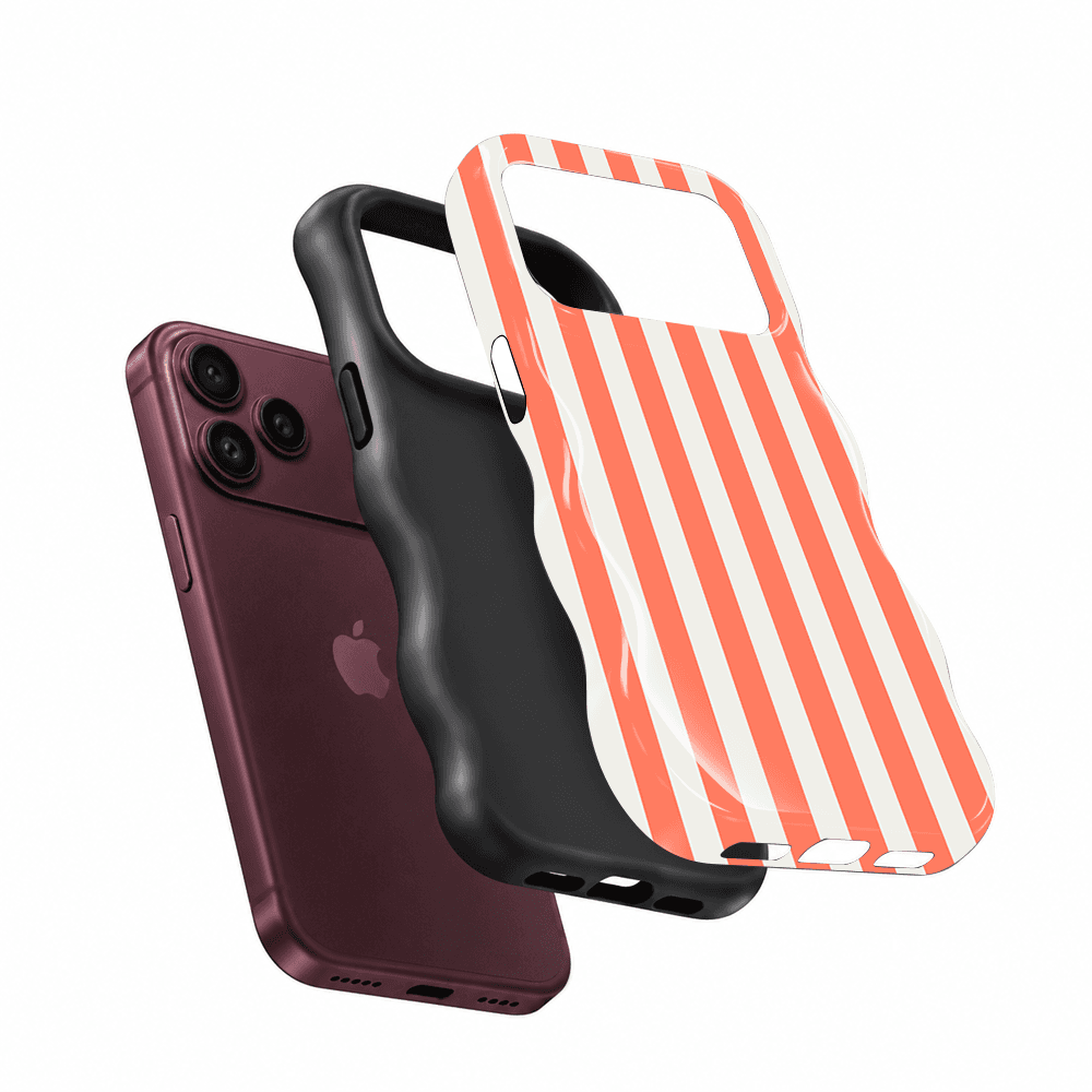 Coral White Stripe Wavy Phone Case