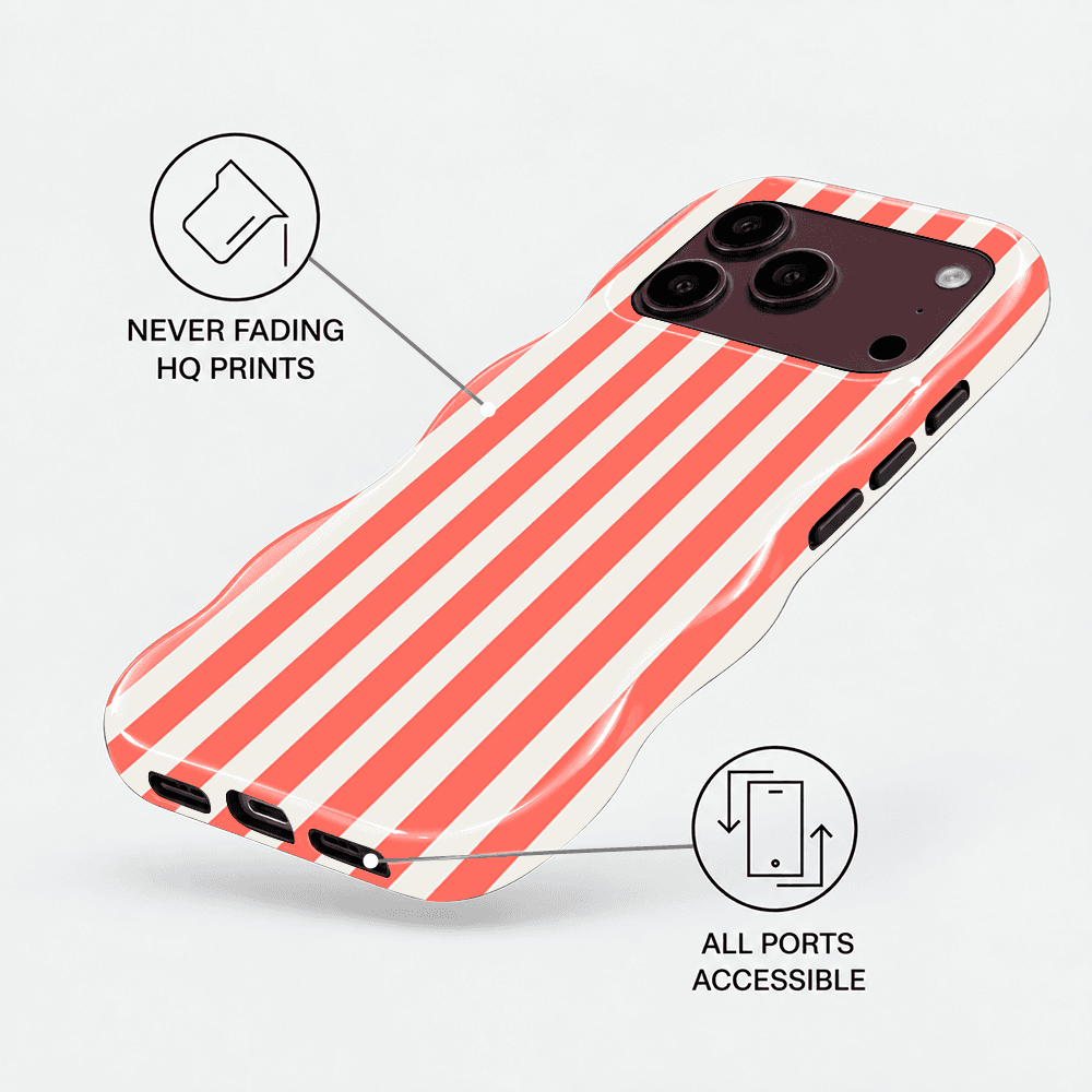 Coral White Stripe Wavy Phone Case