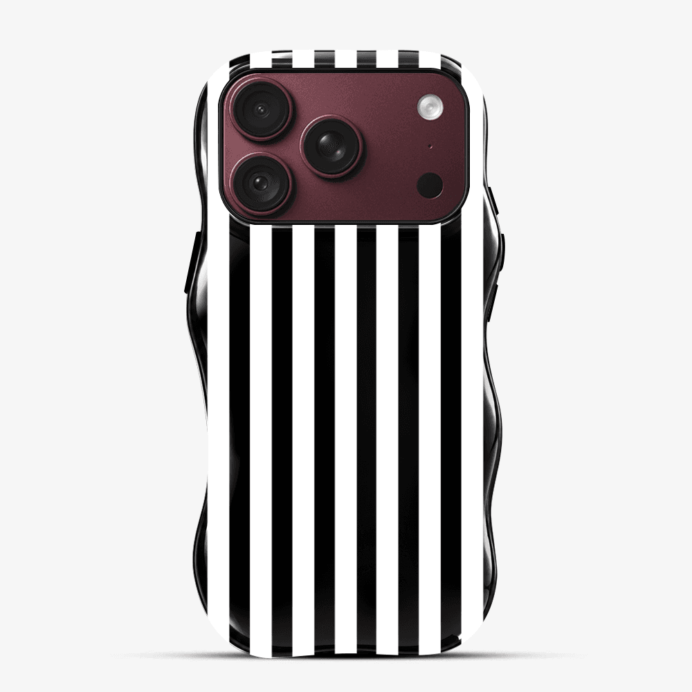 Black White Pinstripe Wavy Phone Case