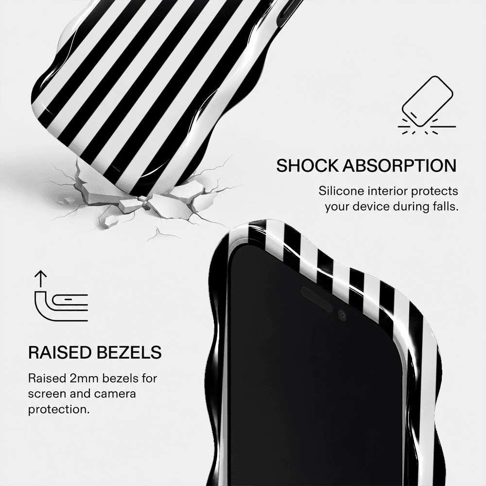 Black White Pinstripe Wavy Phone Case