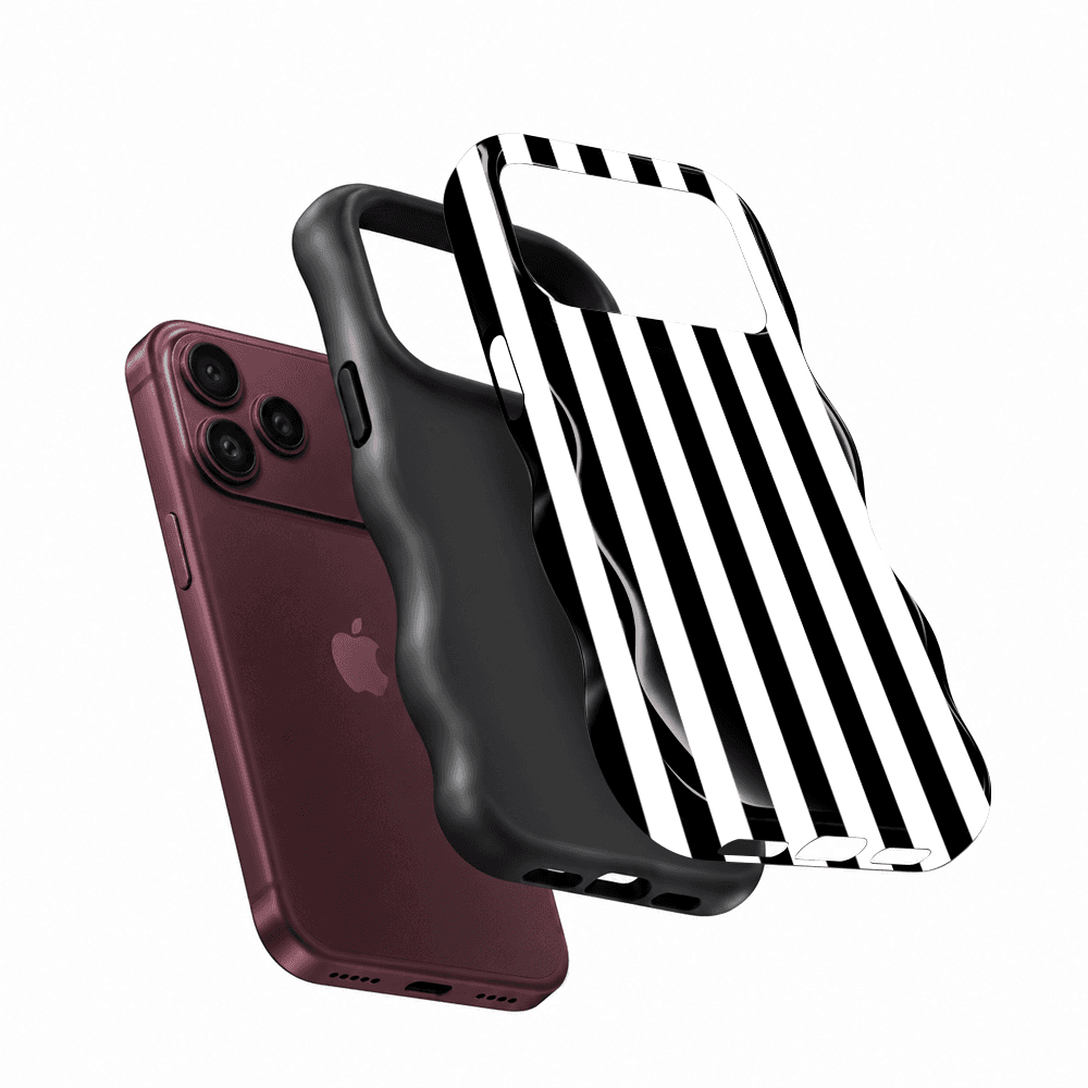 Black White Pinstripe Wavy Phone Case