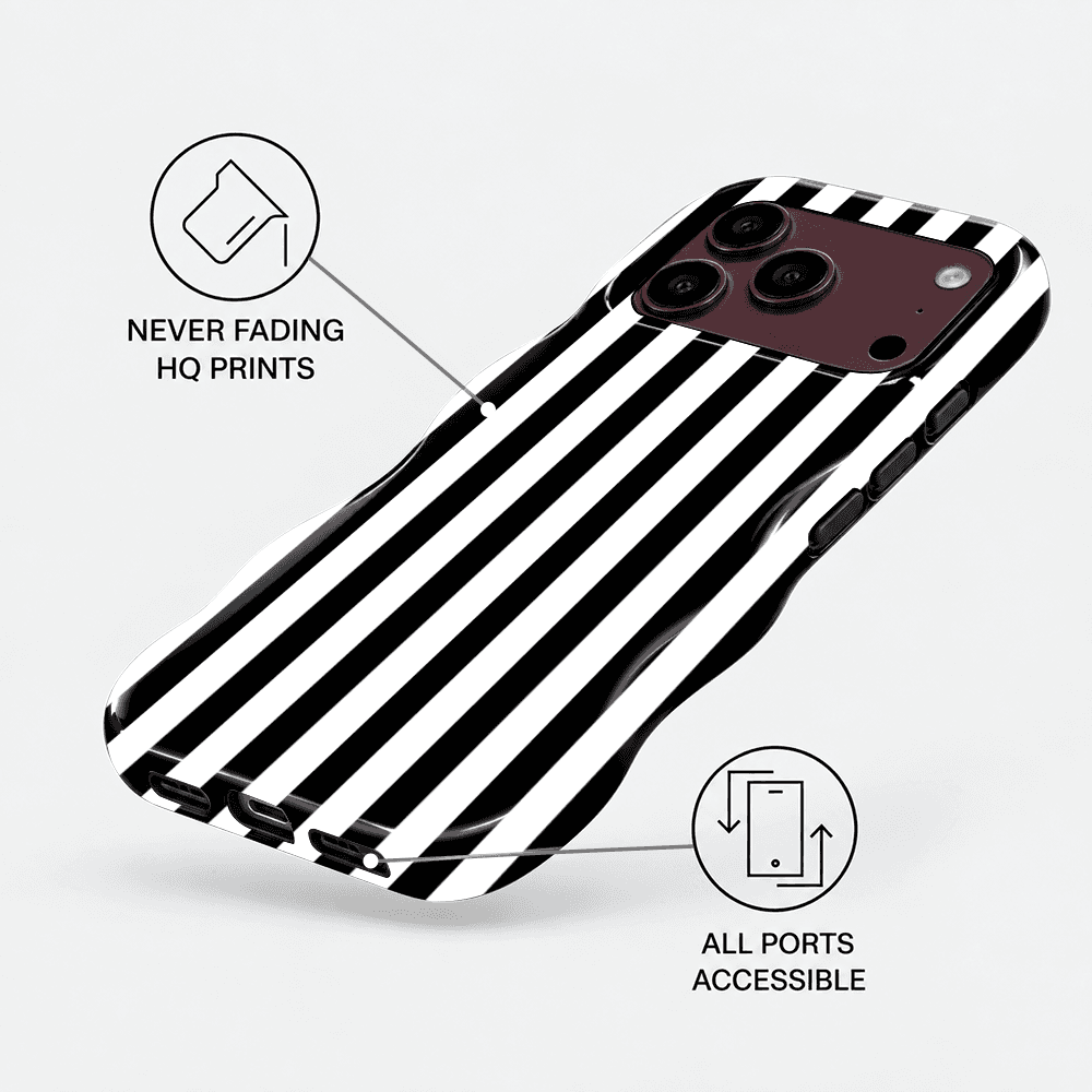 Black White Pinstripe Wavy Phone Case