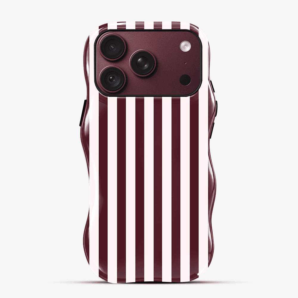 Burgundy Cream Stripe Wavy Phone Case