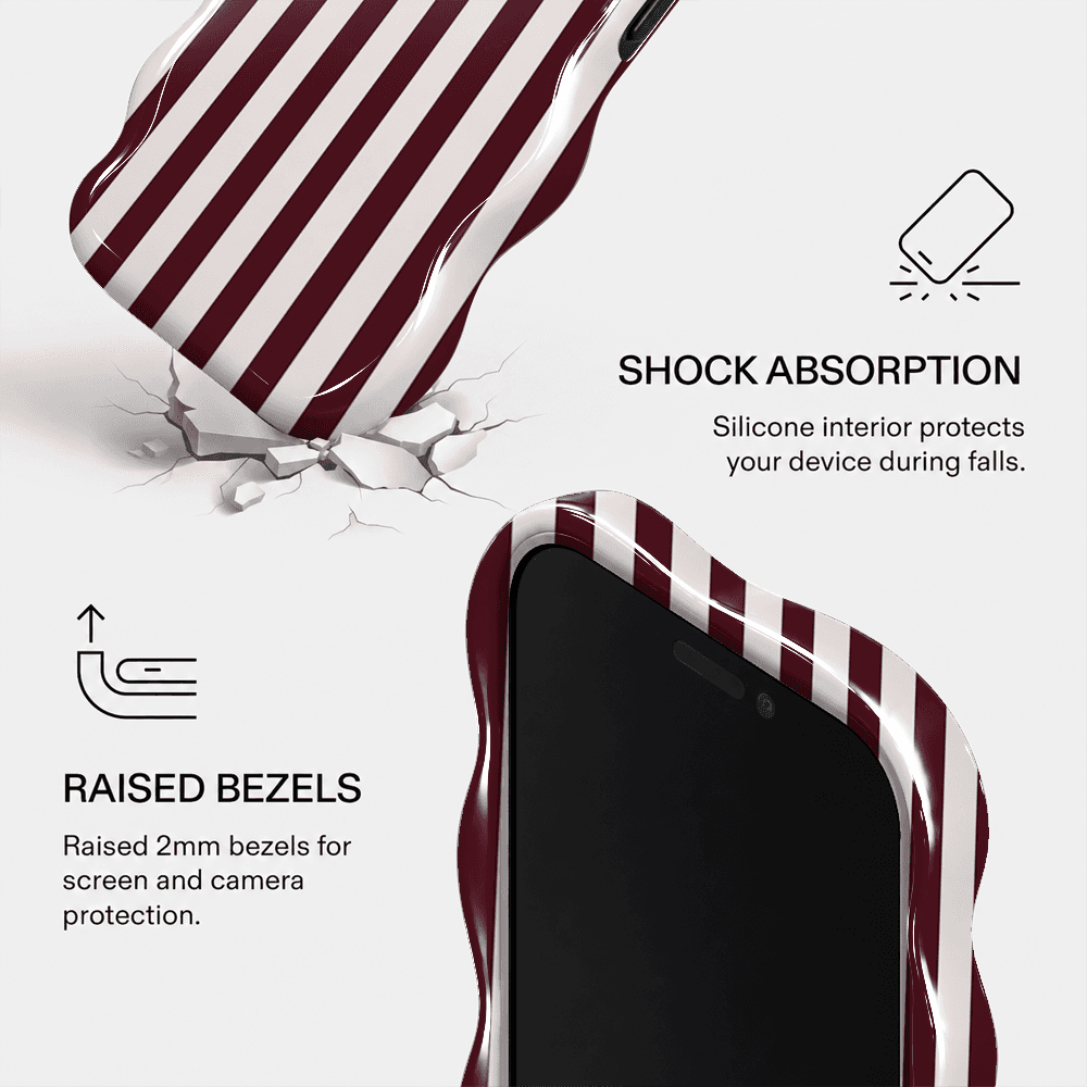 Burgundy Cream Stripe Wavy Phone Case