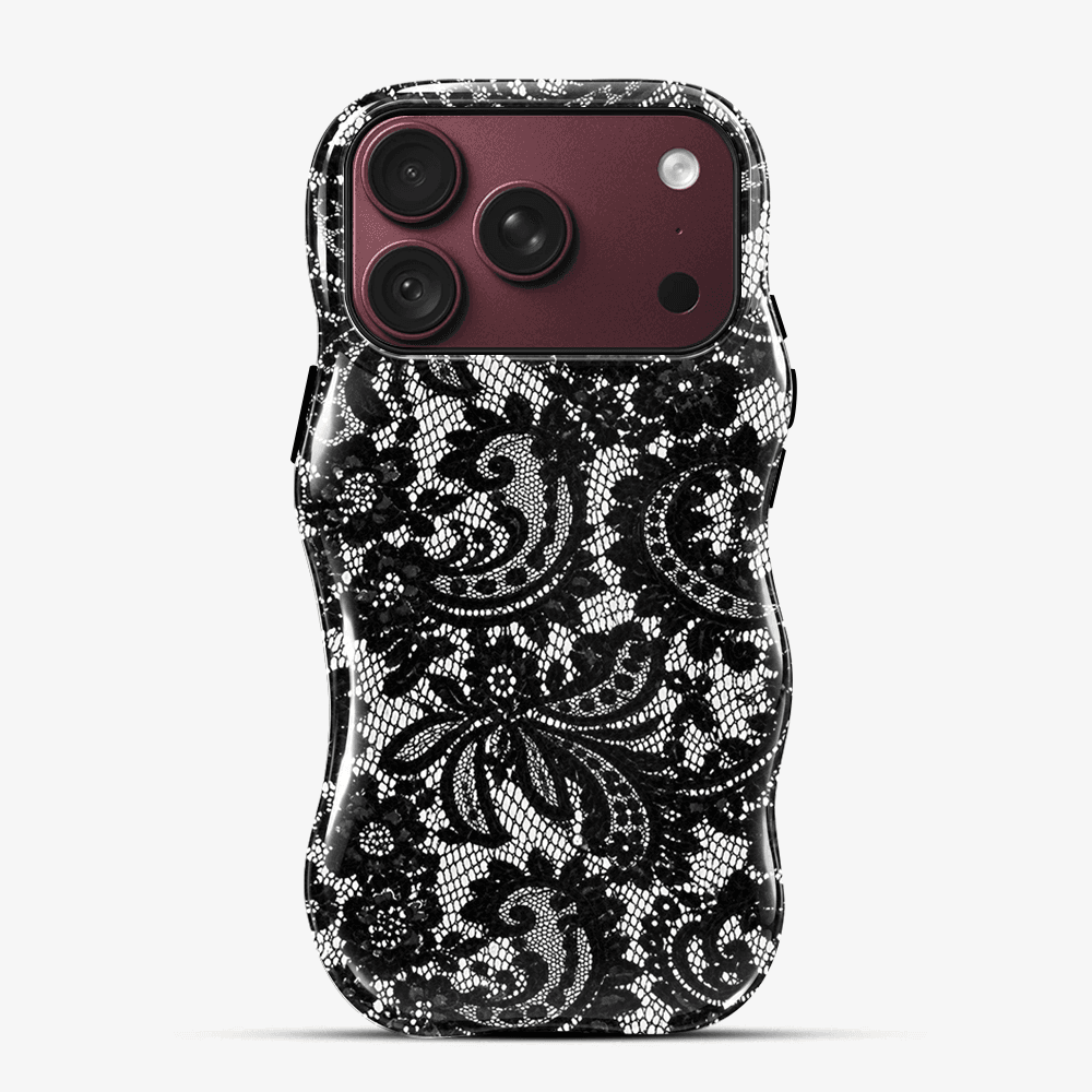 Black White Ornate Wavy Phone Case