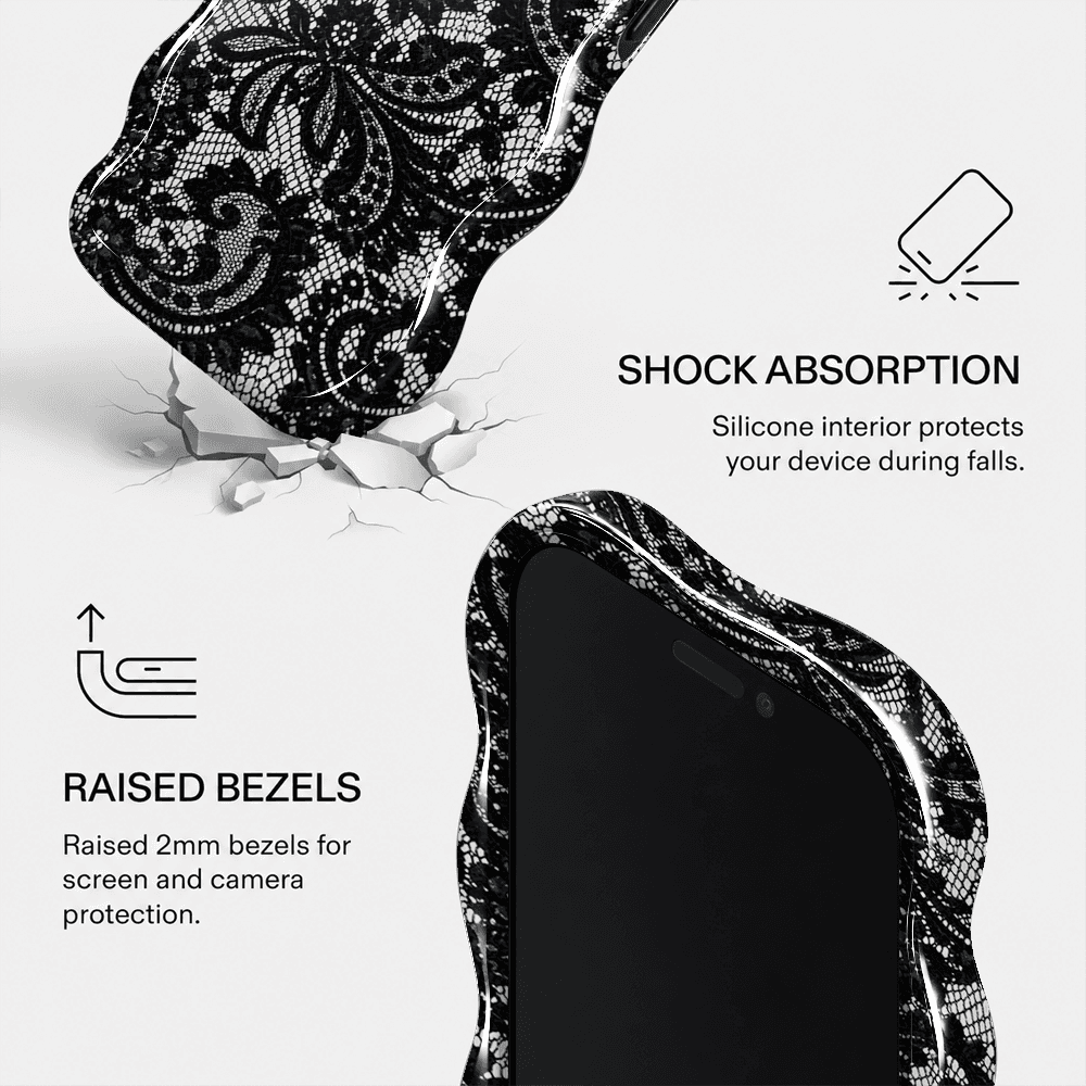Black White Ornate Wavy Phone Case