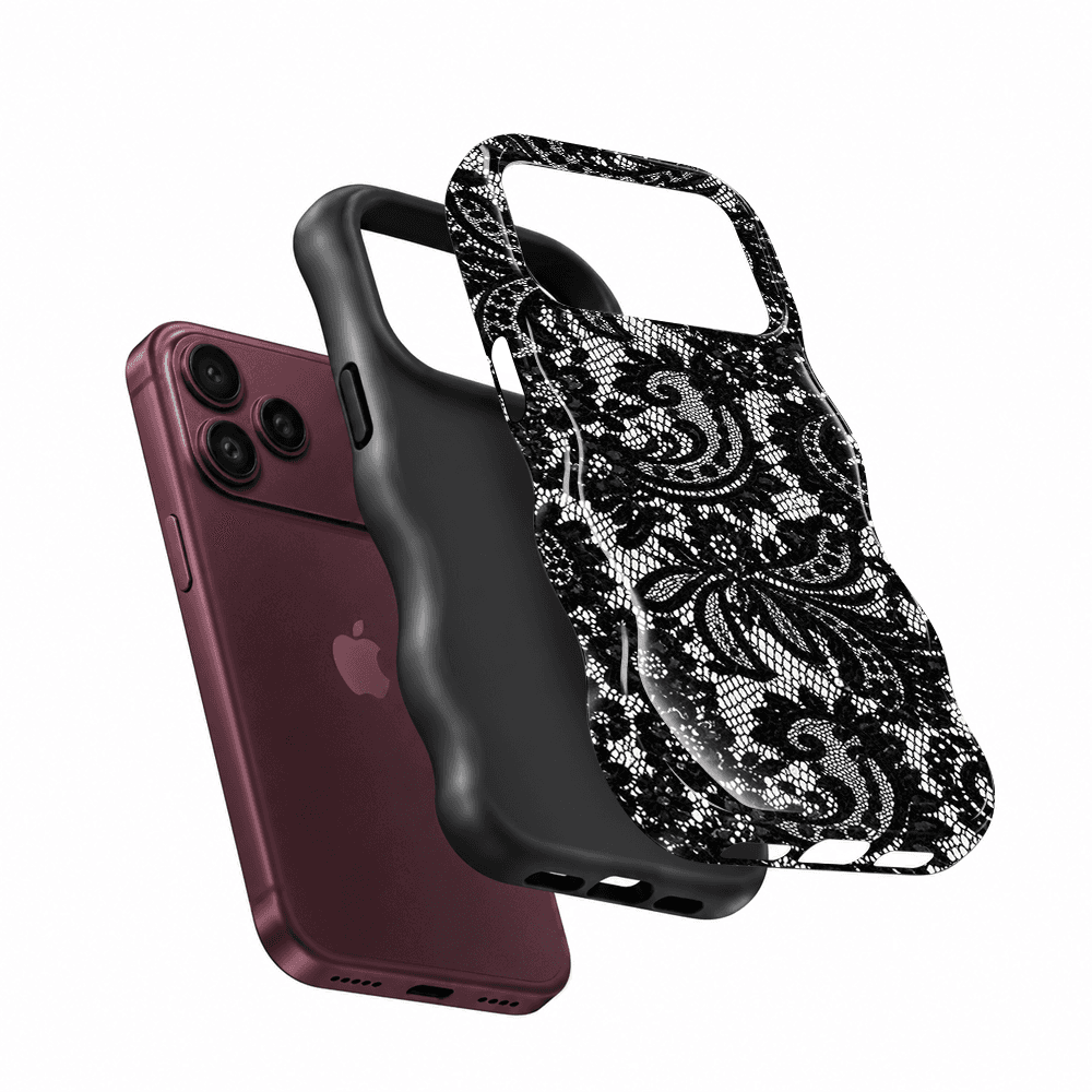 Black White Ornate Wavy Phone Case
