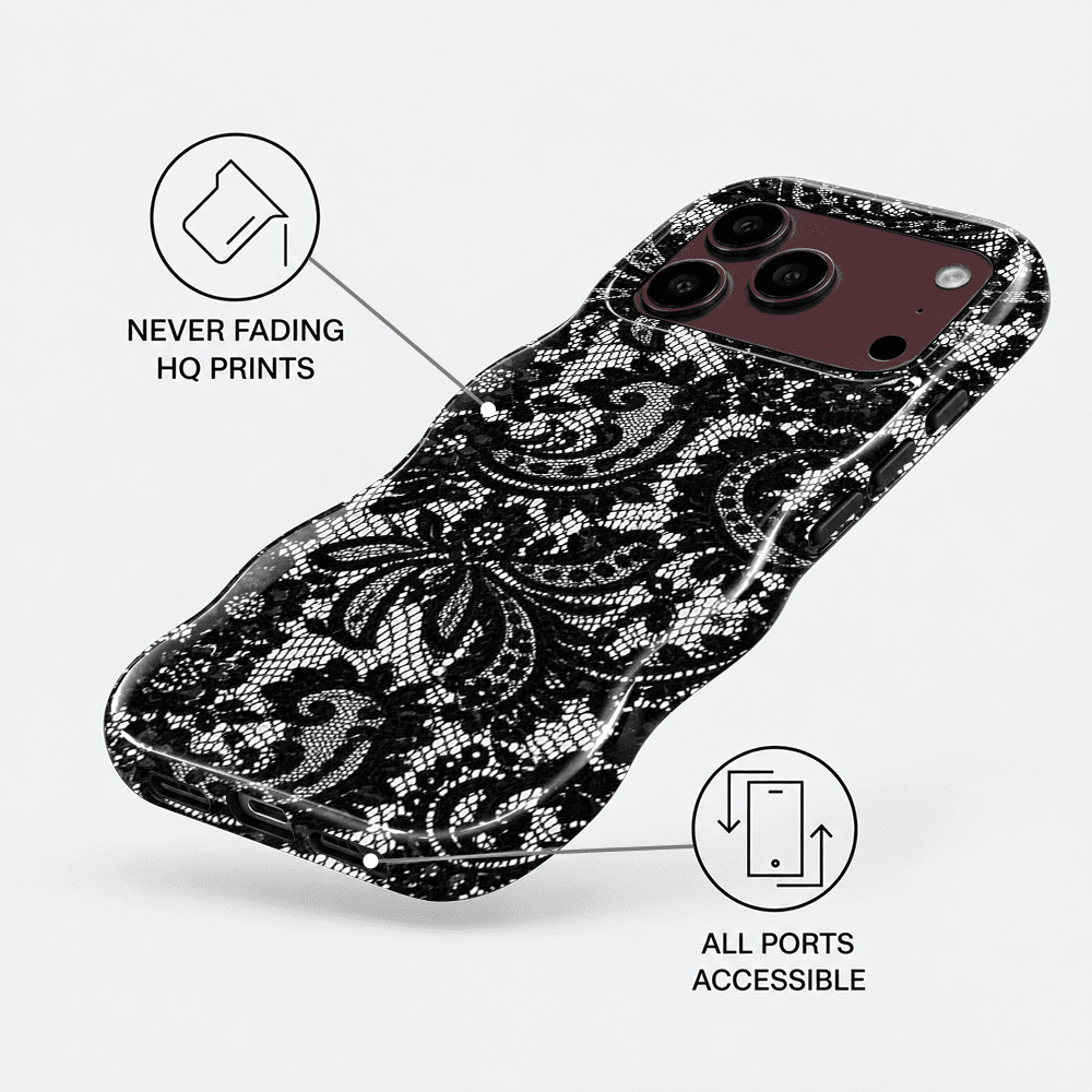 Black White Ornate Wavy Phone Case