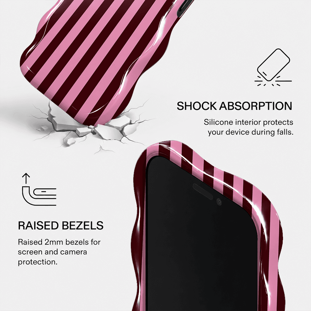 Pink Burgundy Stripe Wavy Phone Case
