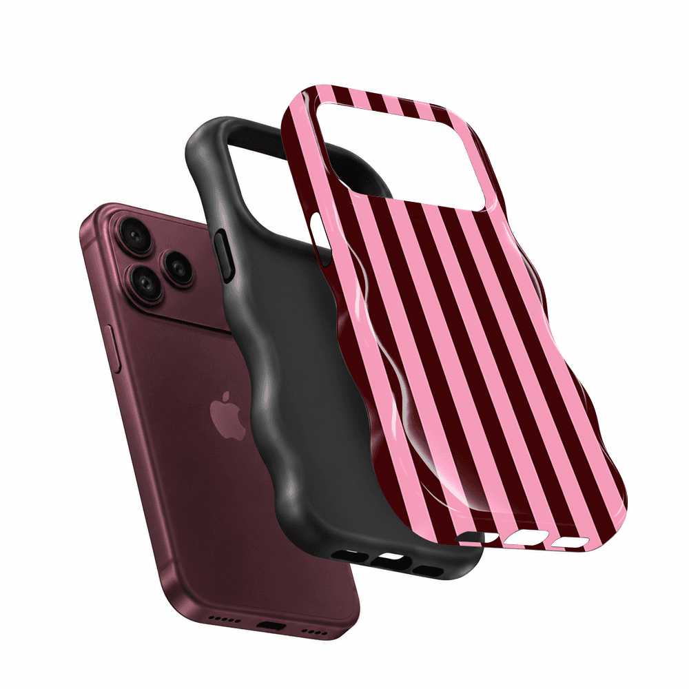 Pink Burgundy Stripe Wavy Phone Case