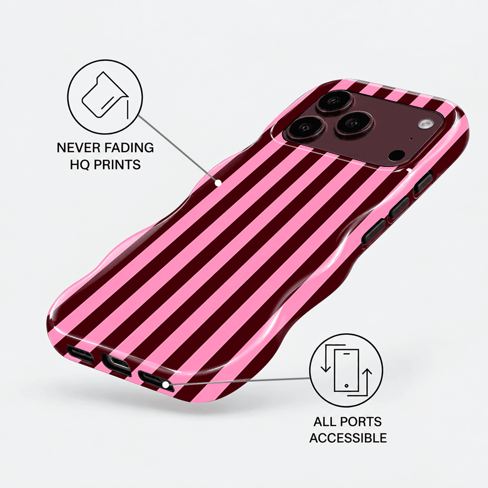 Pink Burgundy Stripe Wavy Phone Case
