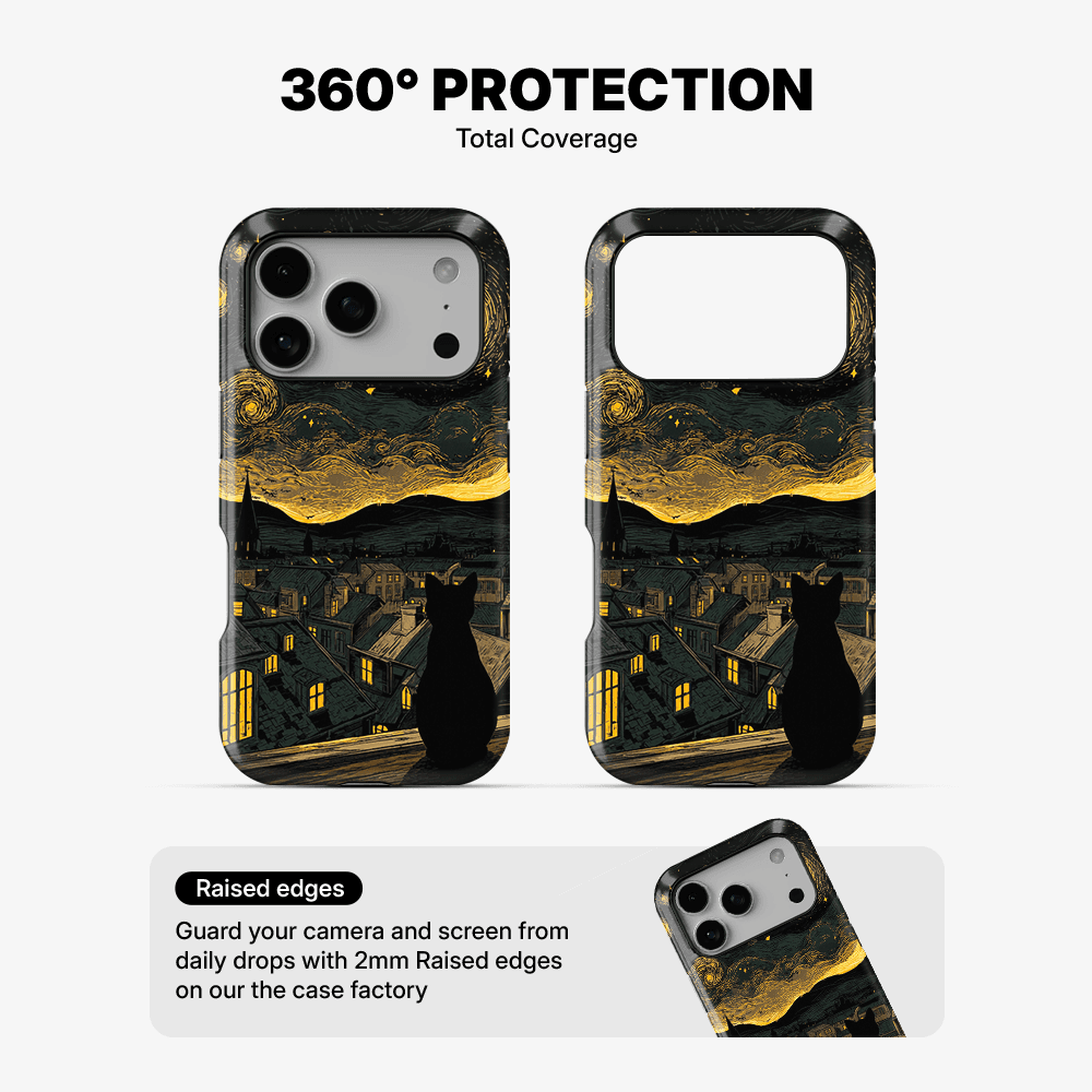 Starry Night, Cat Delight Phone Case