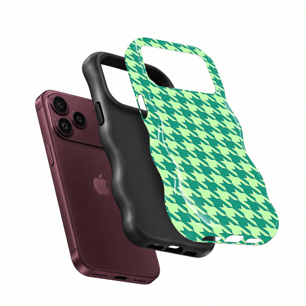Green Houndstooth Wavy Phone Case