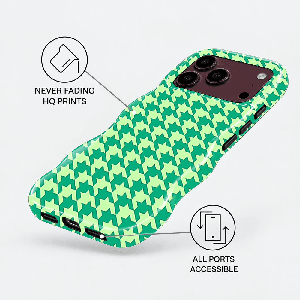 Green Houndstooth Wavy Phone Case
