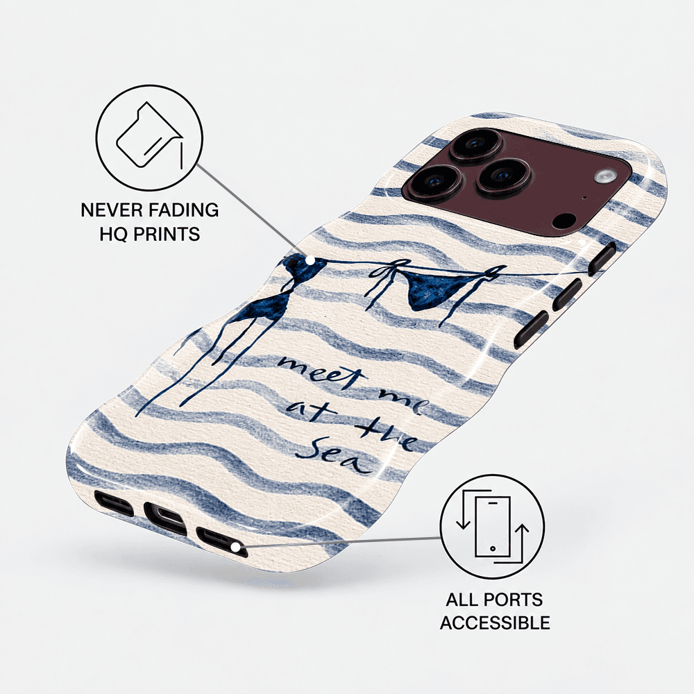 Blue Sketch Stripe Wavy Phone Case