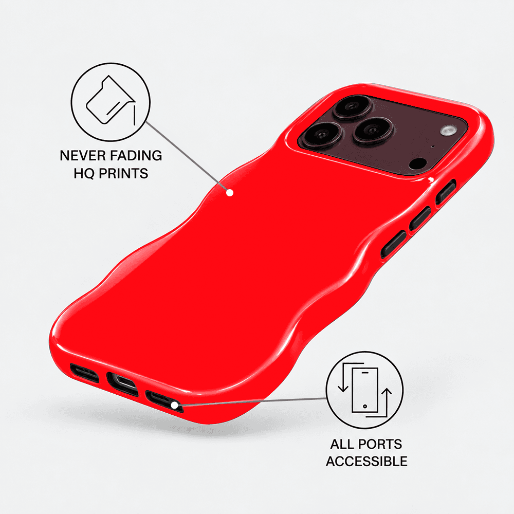 Bright Red Wavy Phone Case