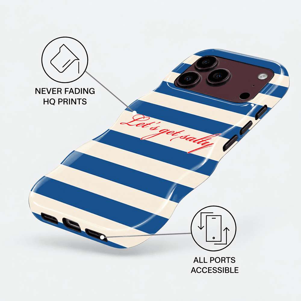 Blue White Stripe Wavy Phone Case
