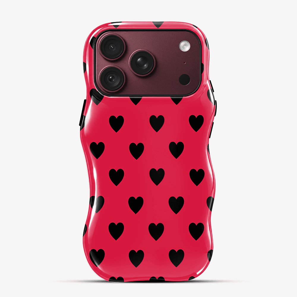 Red Black Heart Wavy Phone Case
