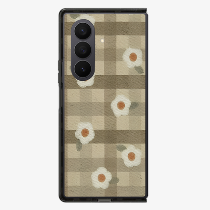 Checkered Flower Samsung Z Fold Phone Case