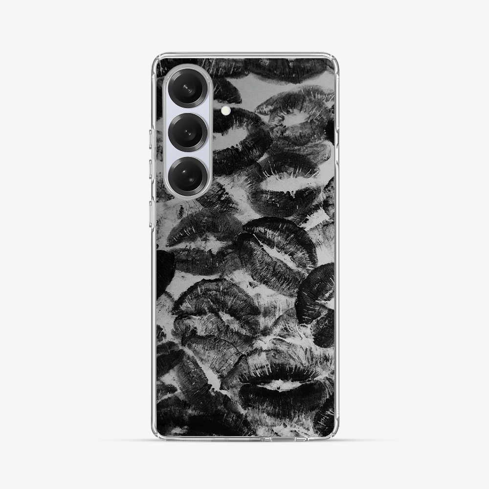 Black Lips Pattern Samsung Phone Case Hard 2.0 Case