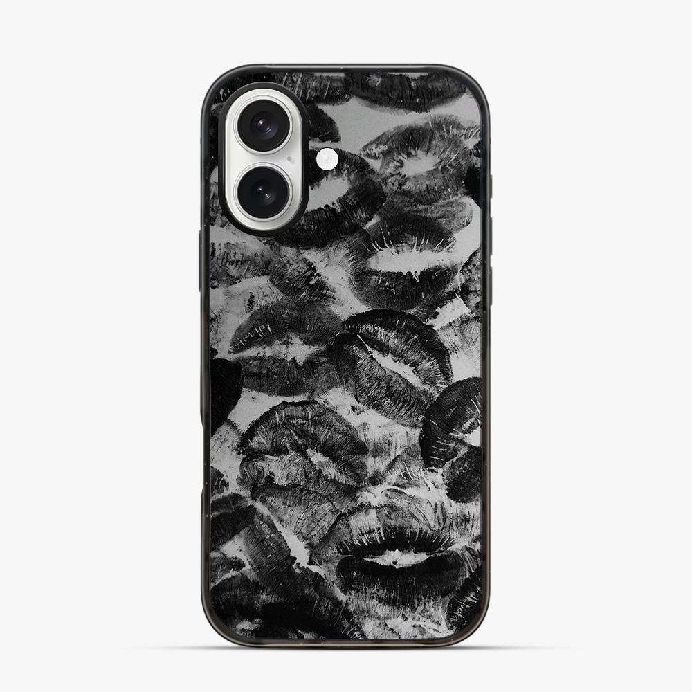 Black Lips Pattern iPhone 16 Case
