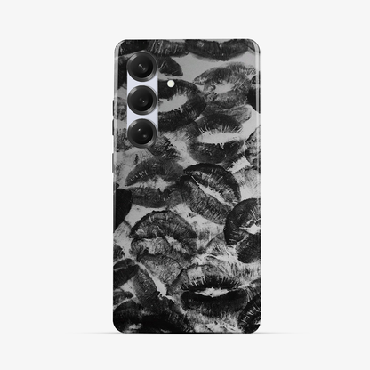 Black Lips Pattern Samsung Phone Case Tough Double Layer