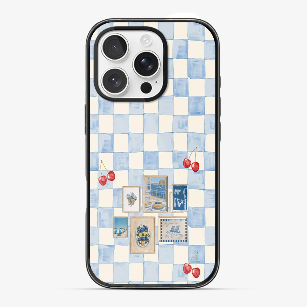 Sea Side Checker Phone Case Anti Yellow Silicone Case