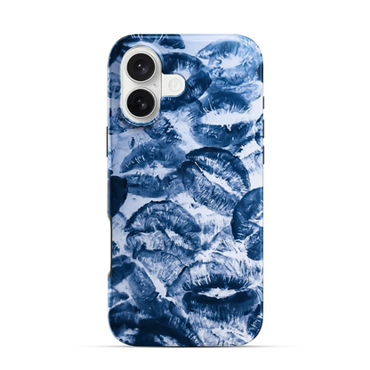 Blue Lips Pattern iPhone 16 Case
