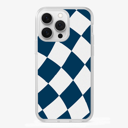 Blue & White Checkered Phone Case Glass Case