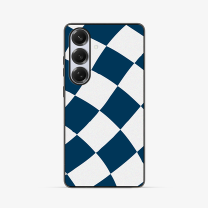 Blue & White Checkered Samsung Phone Case Clear Silicone Case