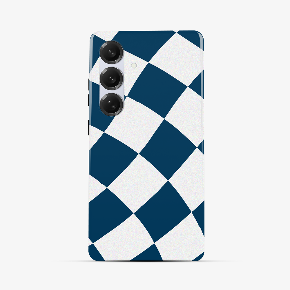 Blue & White Checkered Samsung Phone Case Tough Double Layer