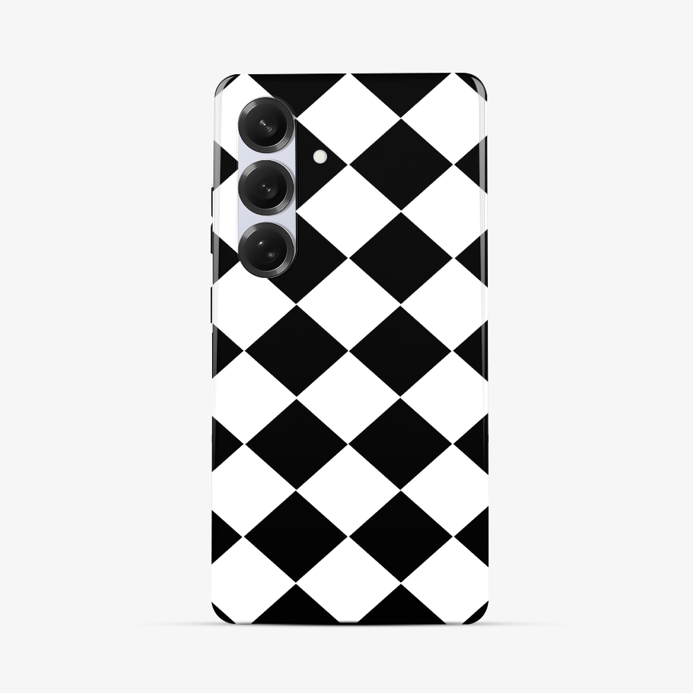 Black Checkered Samsung Phone Case Tough Double Layer
