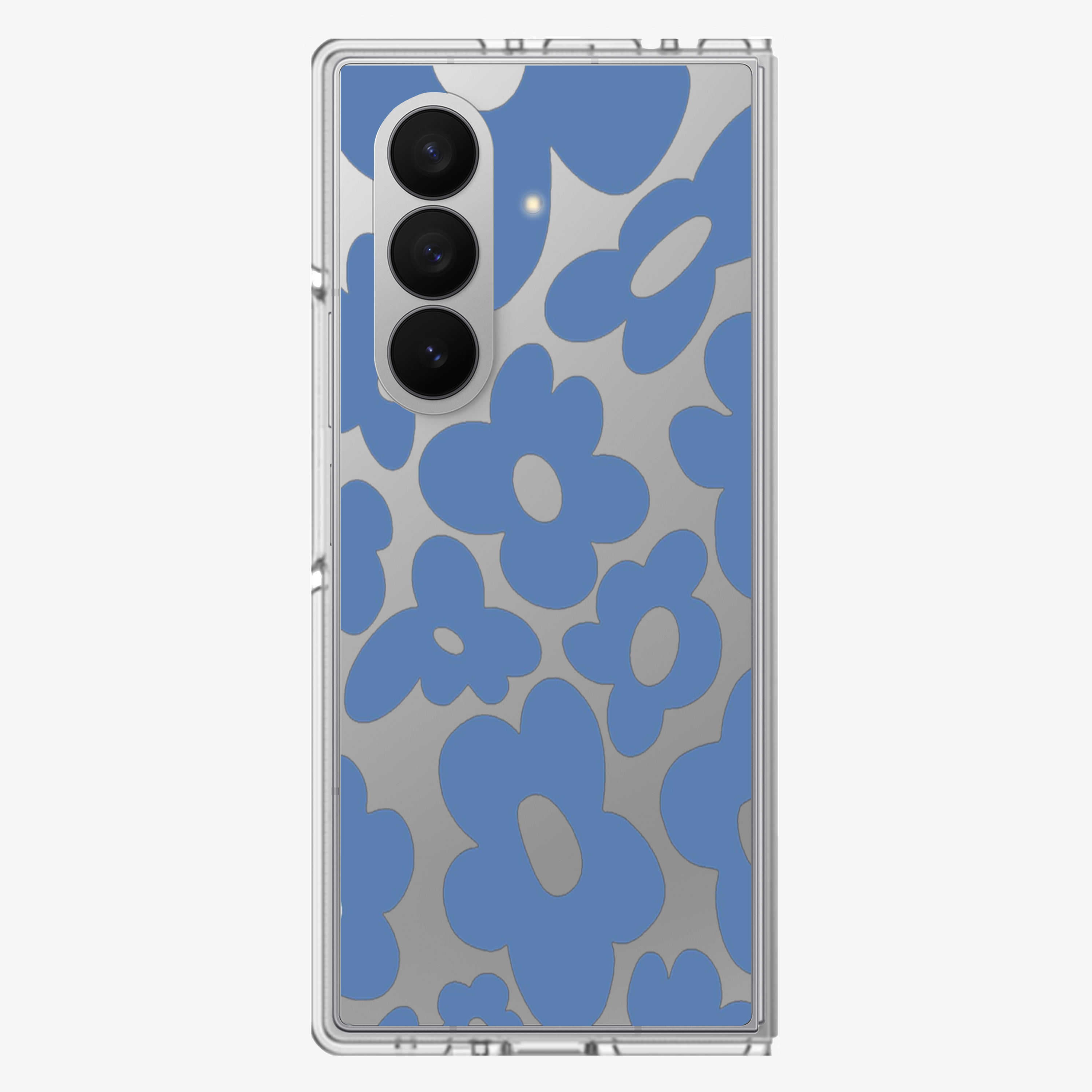 Flower | Blue Clear Samsung Z Fold Phone Case