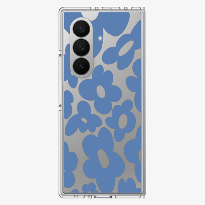 Flower | Blue Clear Samsung Z Fold Phone Case
