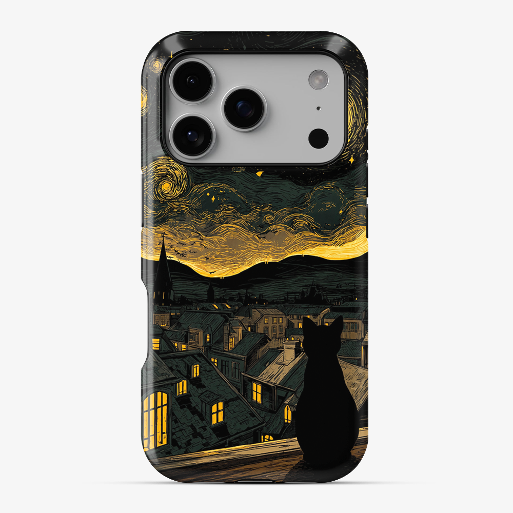 Starry Night, Cat Delight Phone Case