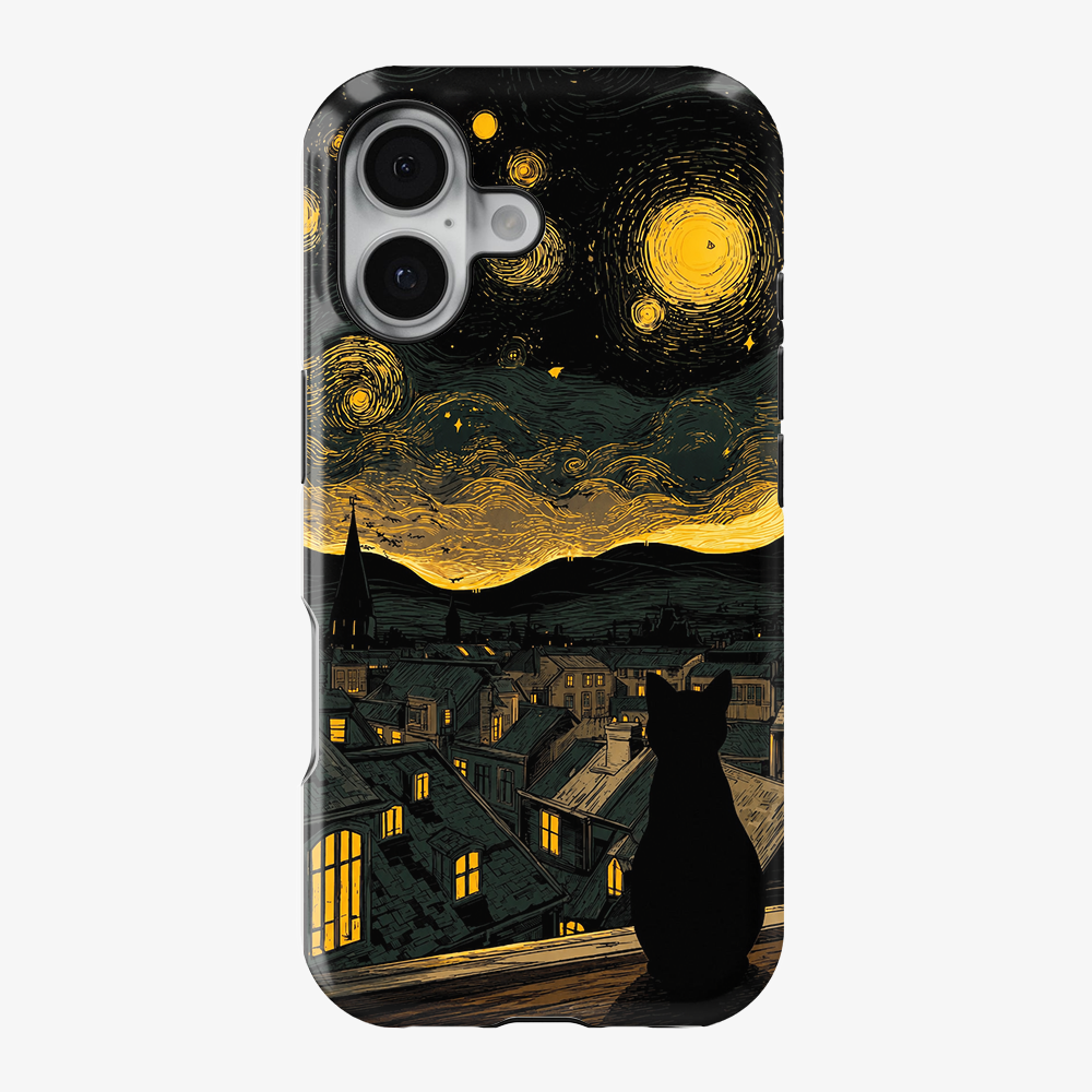 Starry Night, Cat Delight Phone Case