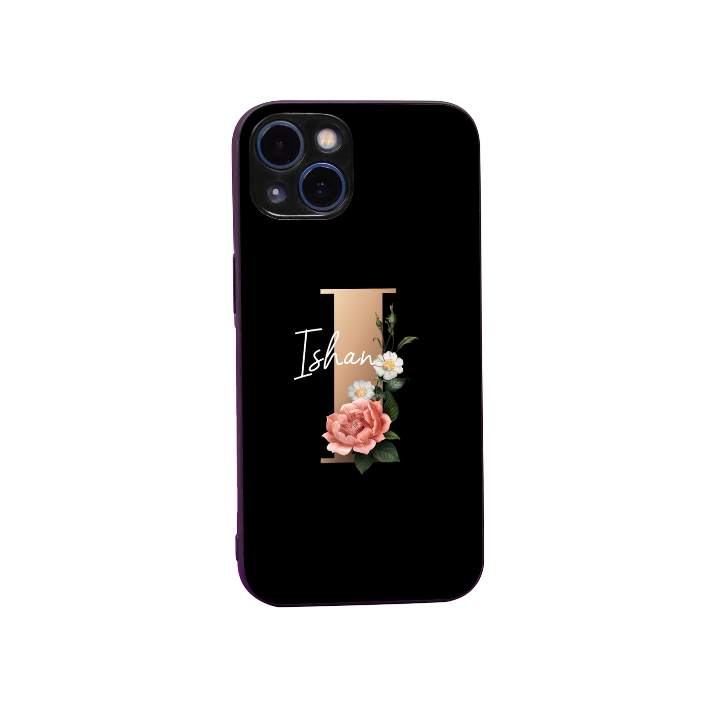 Black Floral Name Case