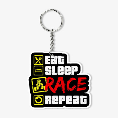 Eat Sleep Race Repeat KeyChain